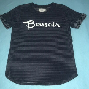 SOL ANGELES Anthropology striped with cuffed short sleeves navy white NEW size S